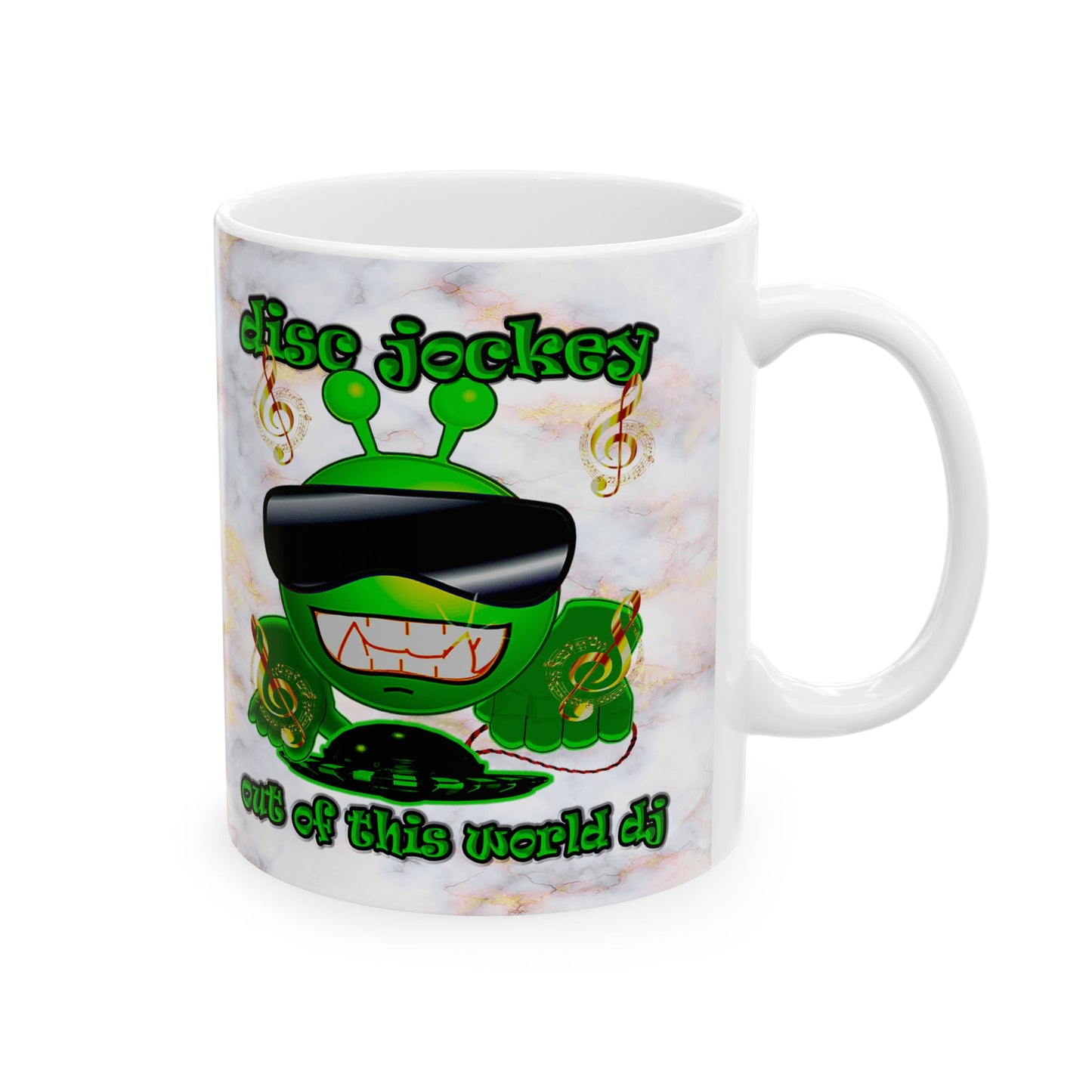 disc jockey - White Mug (white marble)