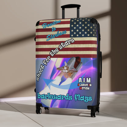 shoot for the stars - Suitcase (grey-pink wave)