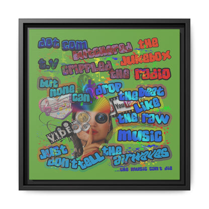 drop the beat - framed canvas art (green)