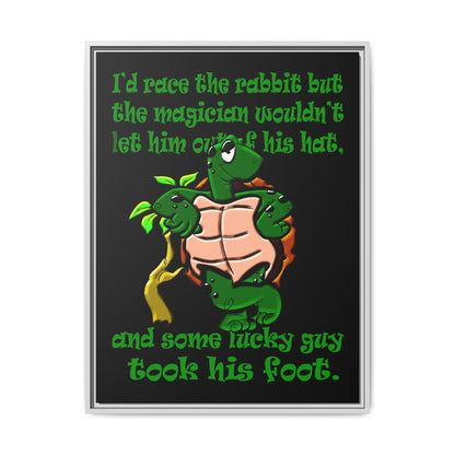 turtle race - framed canvas art (black)