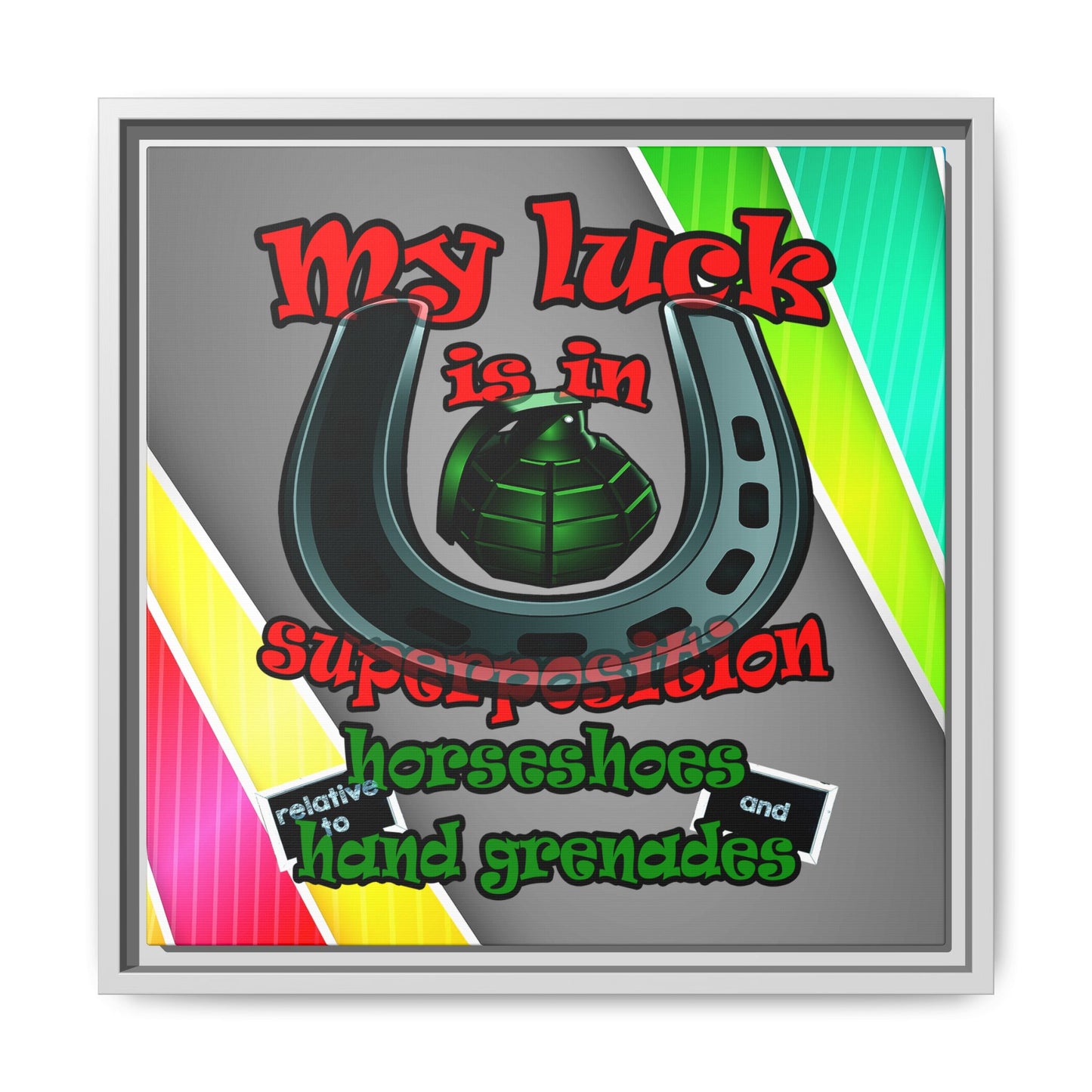 my luck - framed canvas art (rainbow split)