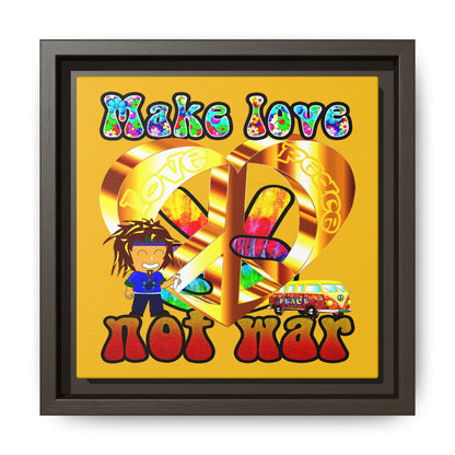 love peace - framed canvas art (yellow)