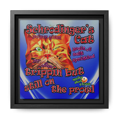 schrodinger's cat - framed canvas art (blue-white wave)