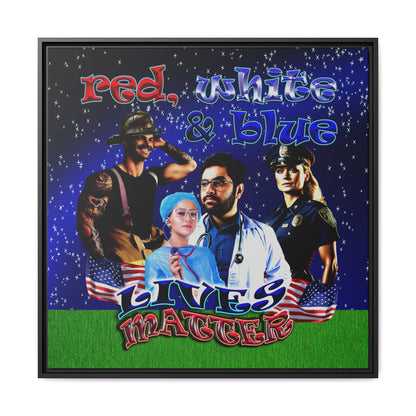 rw&b lives matter - framed canvas art ('snoops' background)