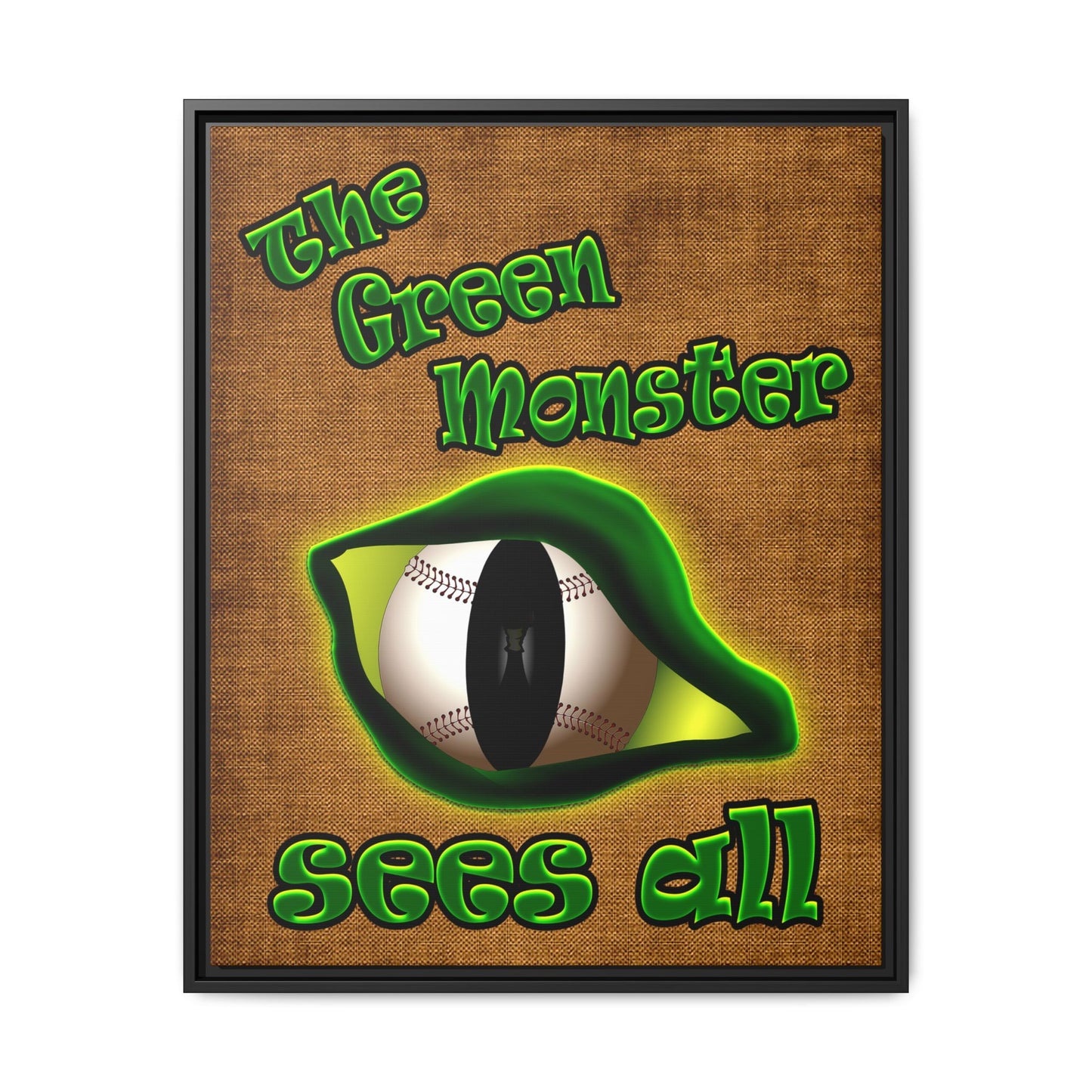 green monster - framed canvas art (brown papyrus)