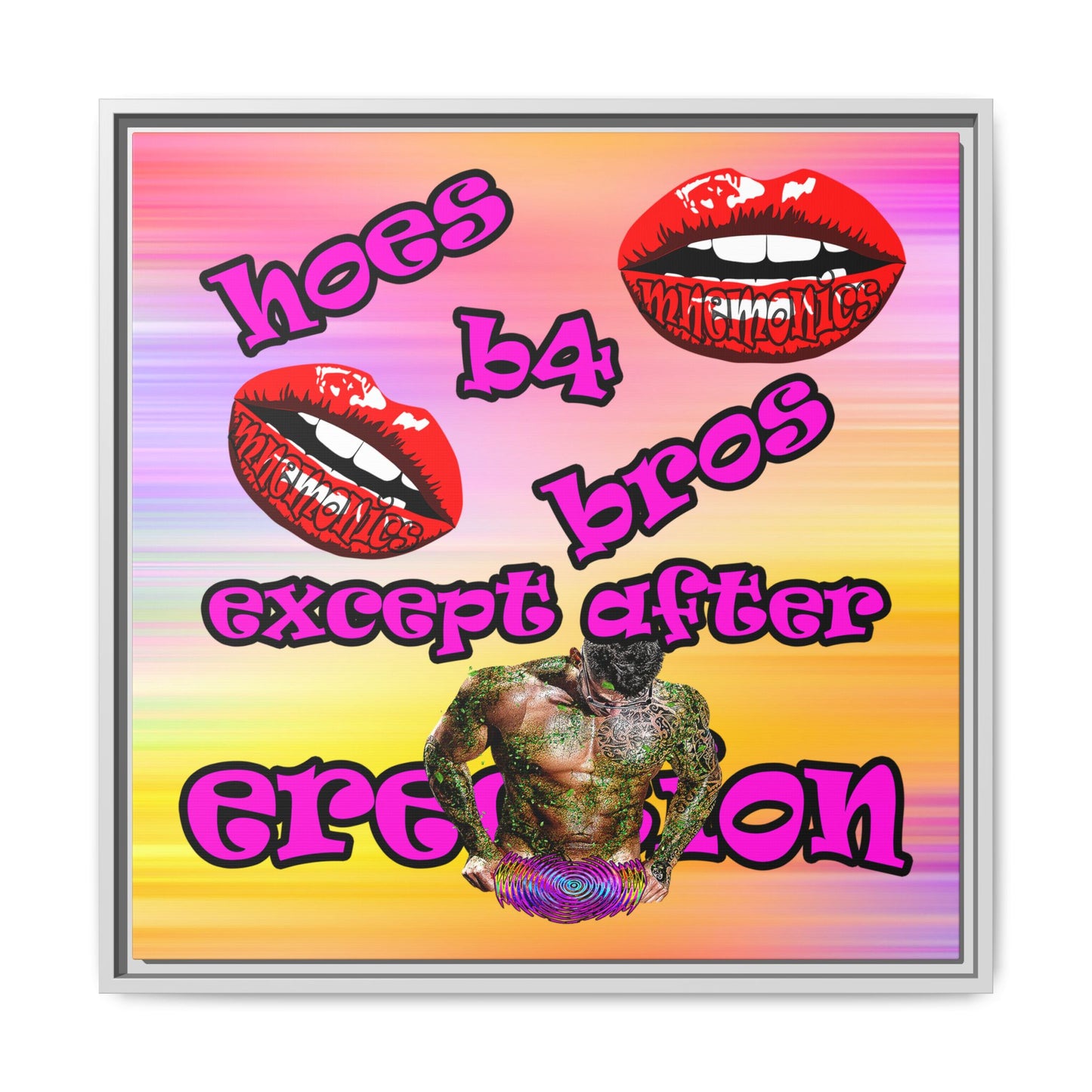 hoes b4 bros - framed canvas art (color blur)