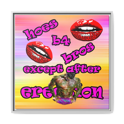 hoes b4 bros - framed canvas art (color blur)