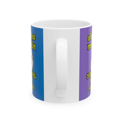 shoot the moon again - White Mug (light blue-purple wave)