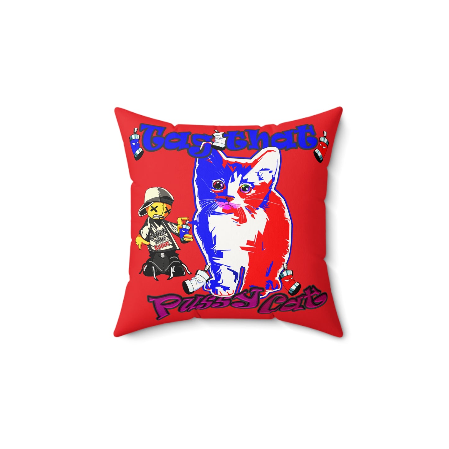 tag that - Faux Suede Square Pillow - (red)
