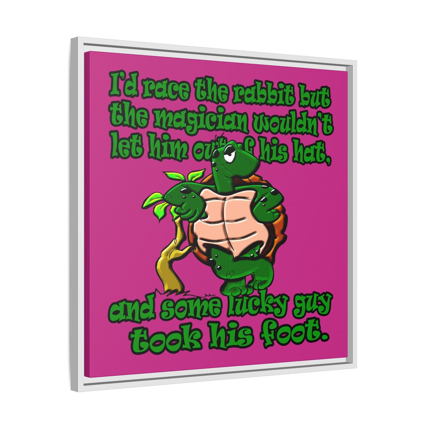 turtle race - framed canvas art (pink)