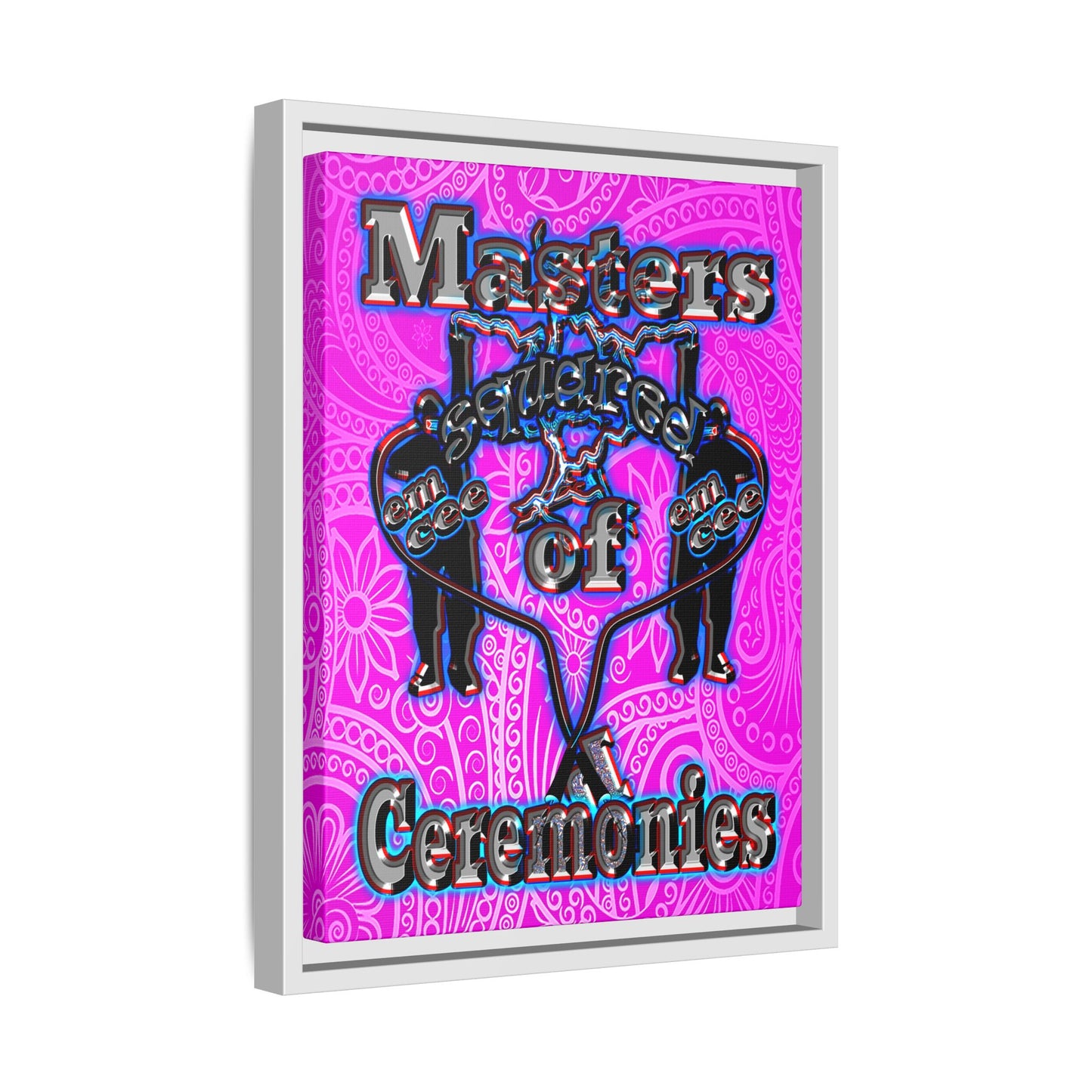em cee squared - framed canvas art (pink swirl)