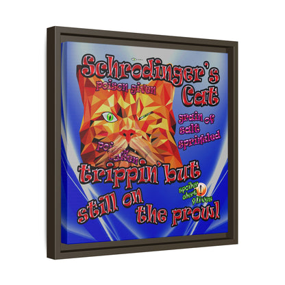 schrodinger's cat - framed canvas art (blue-white wave)