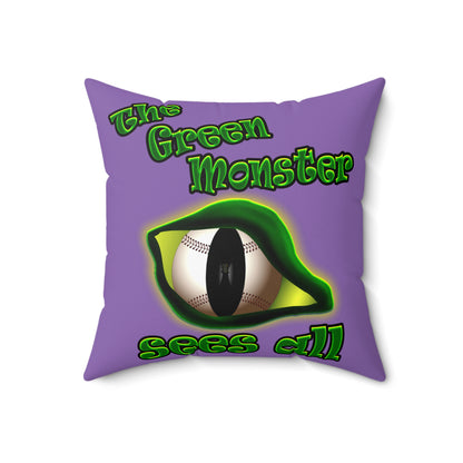 green monster - Spun Polyester Square Pillow - (light purple)