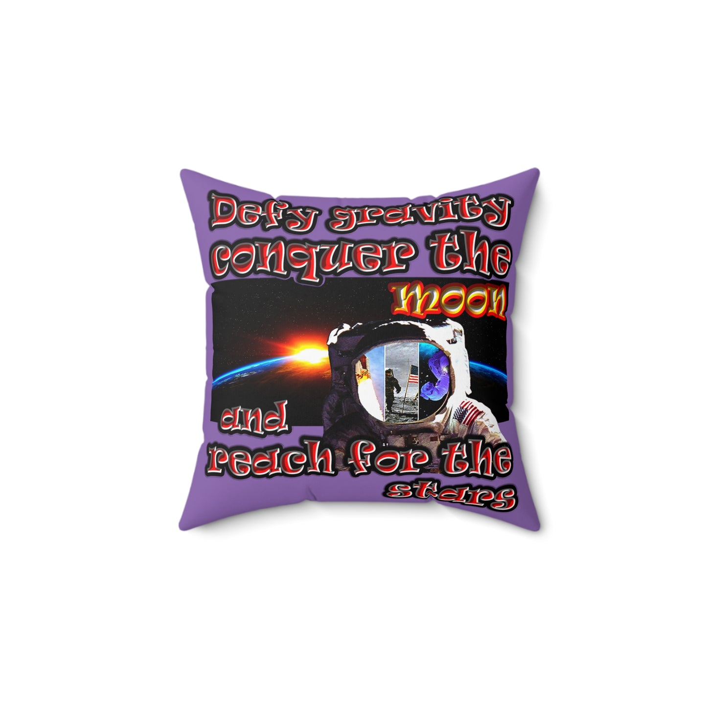 defy conquer reach - Spun Polyester Square Pillow - (light purple)