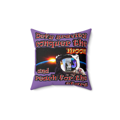 defy conquer reach - Spun Polyester Square Pillow - (light purple)
