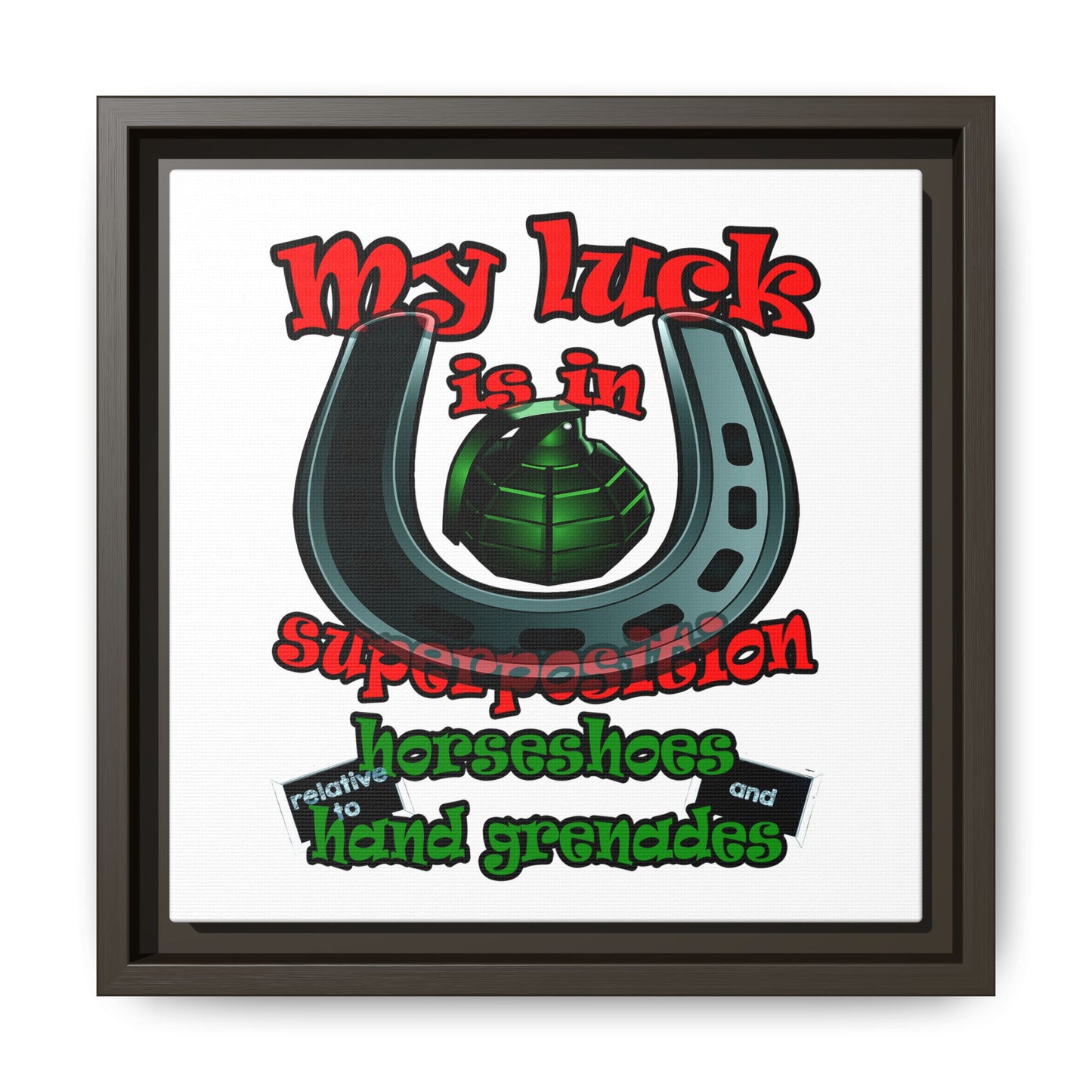 my luck - framed canvas art (white)