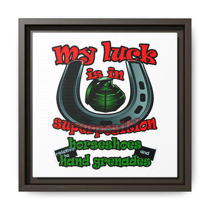 my luck - framed canvas art (white)