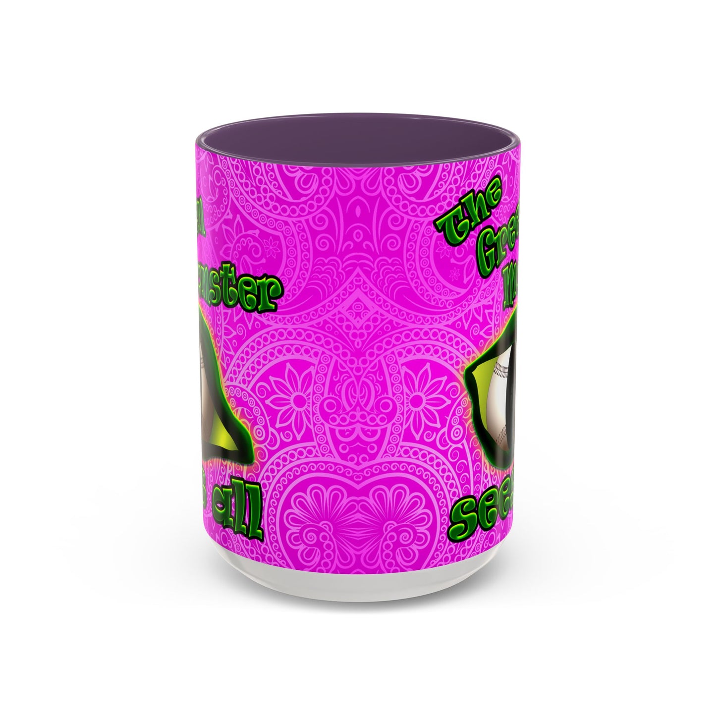 green monster - Accent Mug (pink swirl)