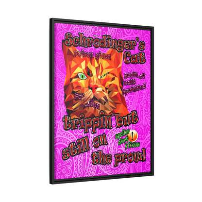 schrodinger's cat - framed canvas art (pink swirl)