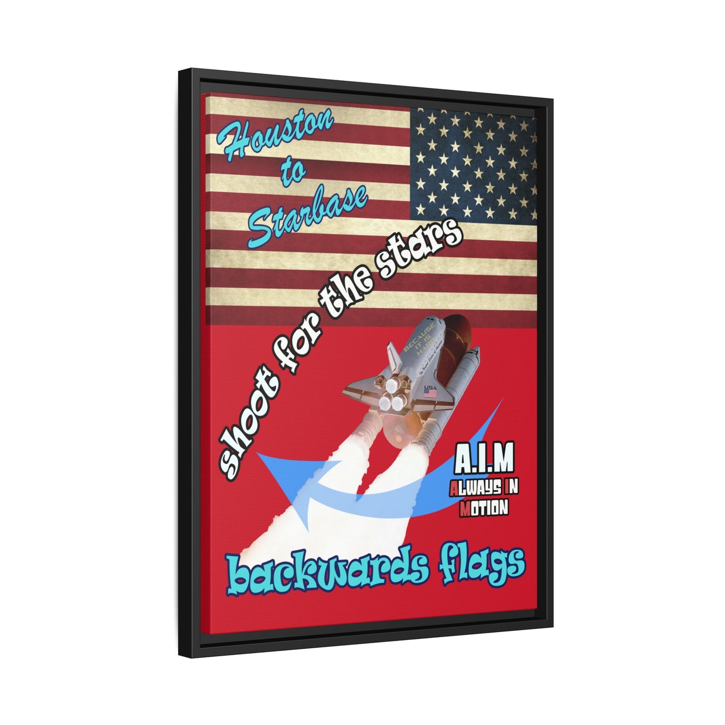 shoot for the stars - framed canvas art (dark red)