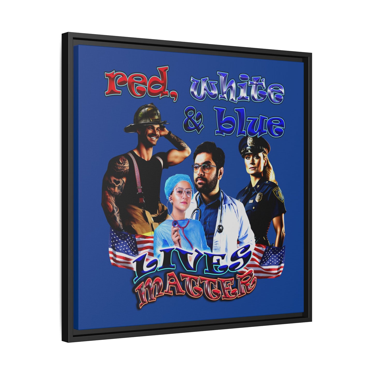 rw&b lives matter - framed canvas art (dark blue)