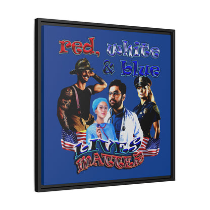 rw&b lives matter - framed canvas art (dark blue)