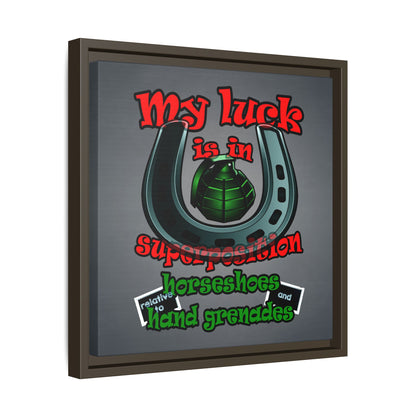 my luck - framed canvas art (grey-light grey)