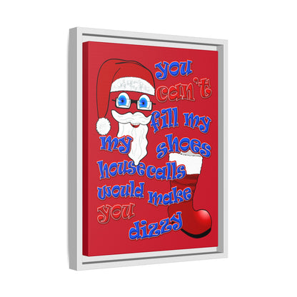 santa's shoes - framed canvas art (dark red)