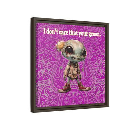 I don't care that your green - framed canvas art (pink swirl)