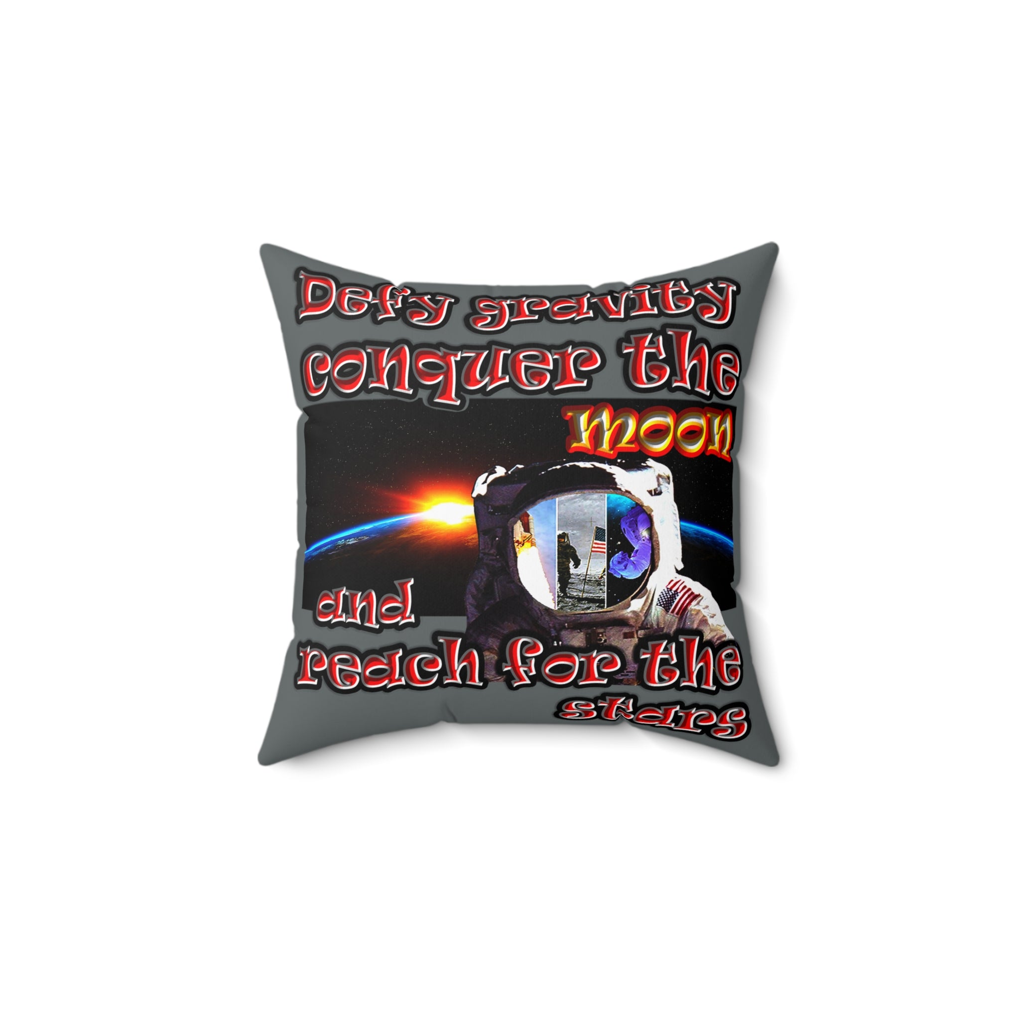 defy conquer reach - Faux Suede Square Pillow - (dark grey)