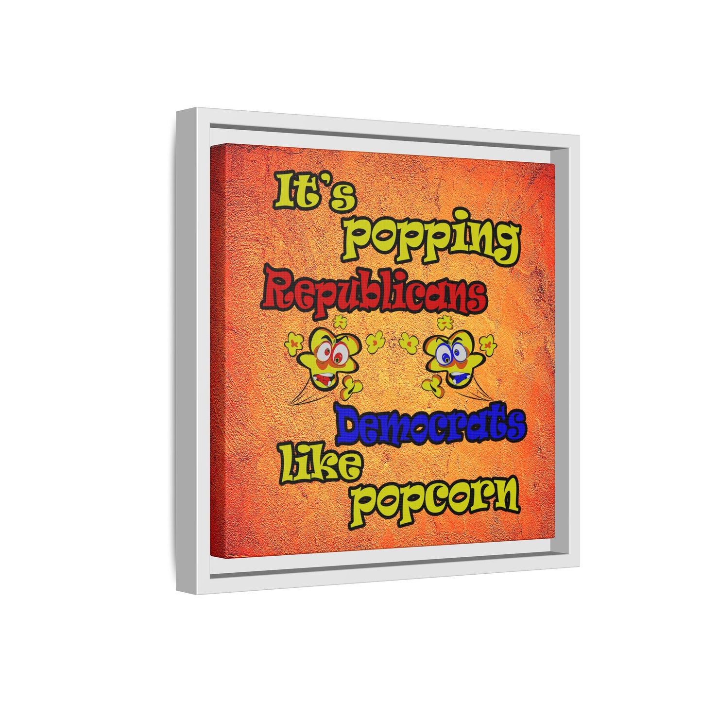 popping like popcorn - framed canvas art (burnt orange)