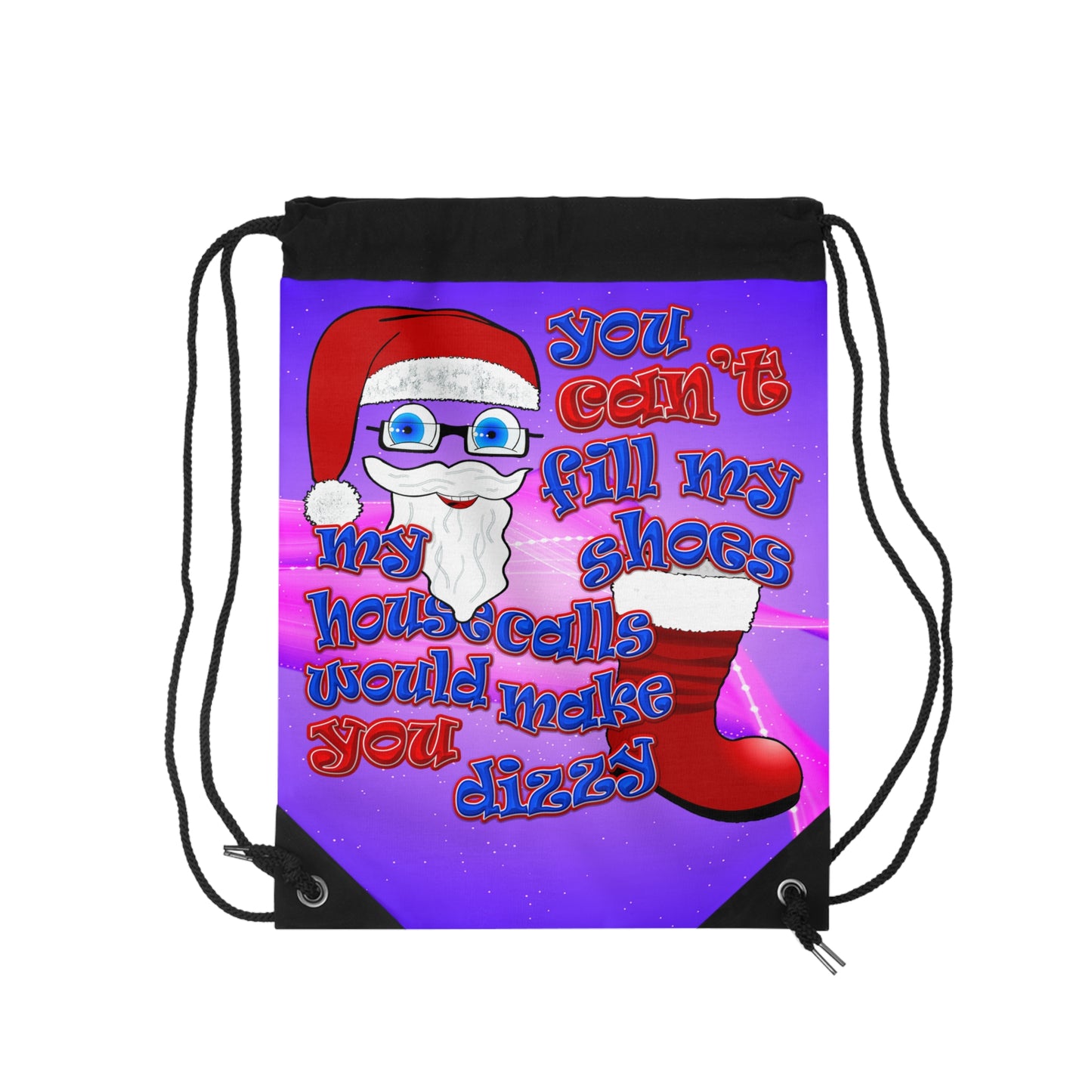 santa's shoes - Drawstring Bag (purple-pink wave)