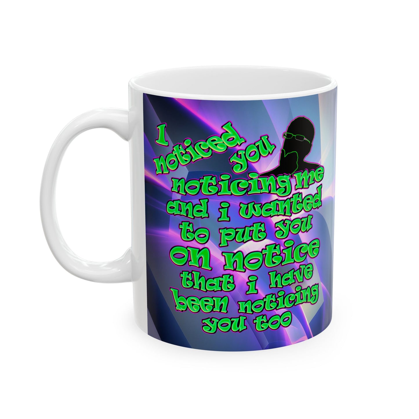 noticed you noticing - White Mug (grey-pink wave)