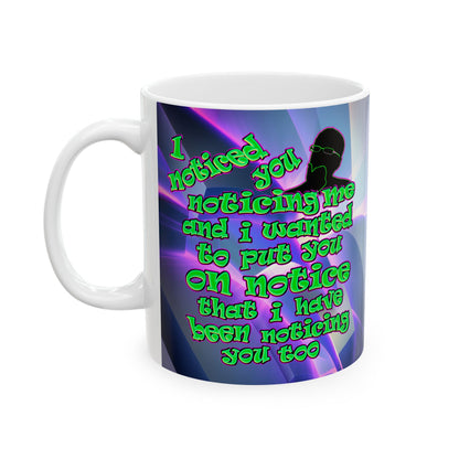 noticed you noticing - White Mug (grey-pink wave)