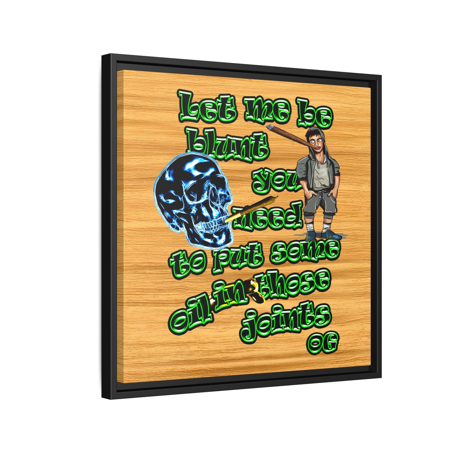 og - framed canvas art (butterscotch wood finish)