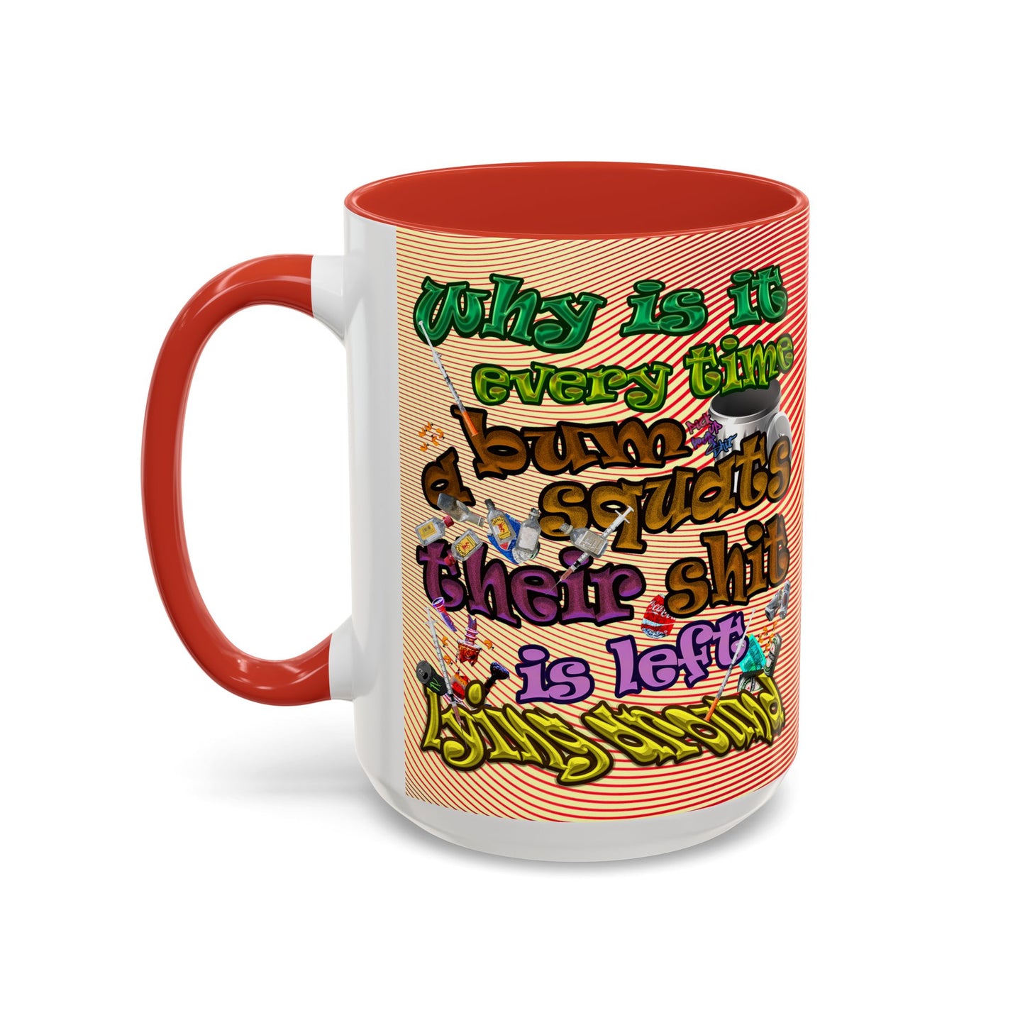 the bum's shit - Accent Mug (yellow-orange wave)