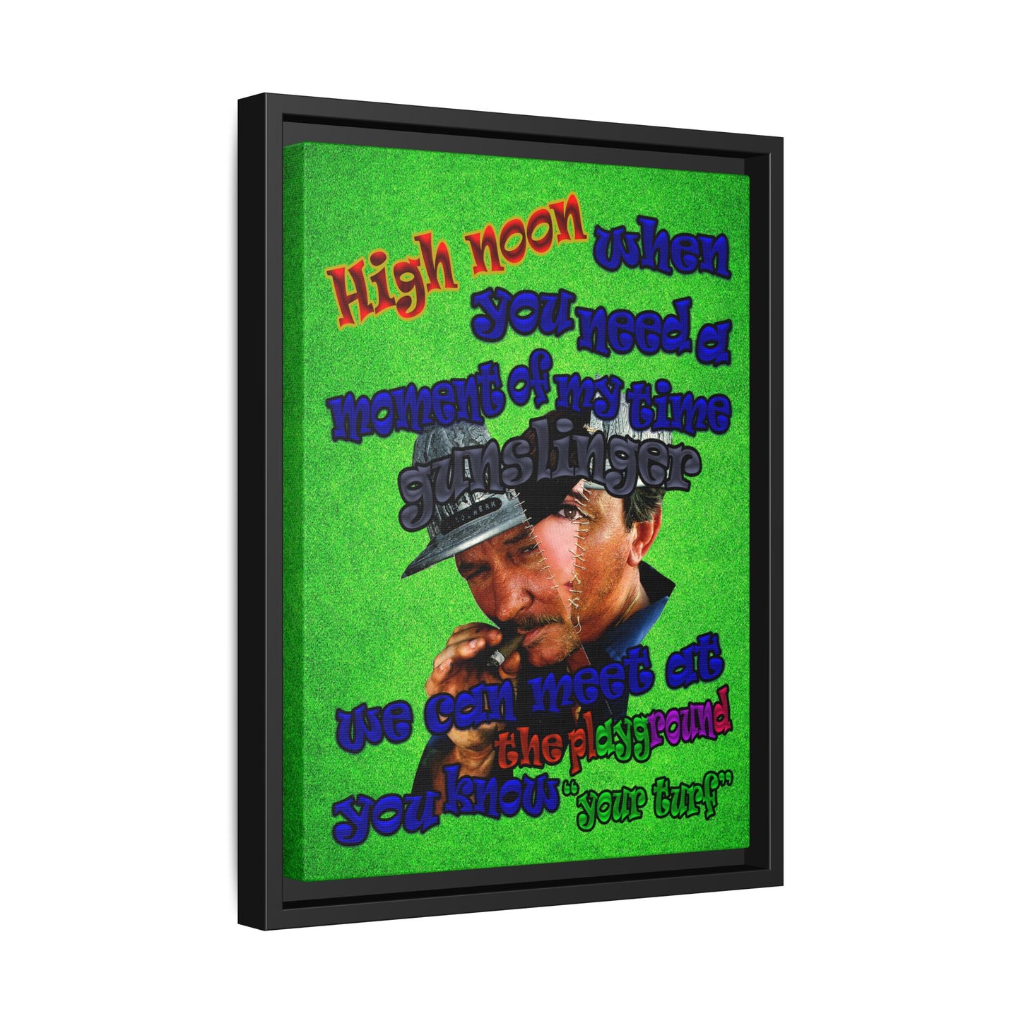 high noon - framed canvas art (green turf)