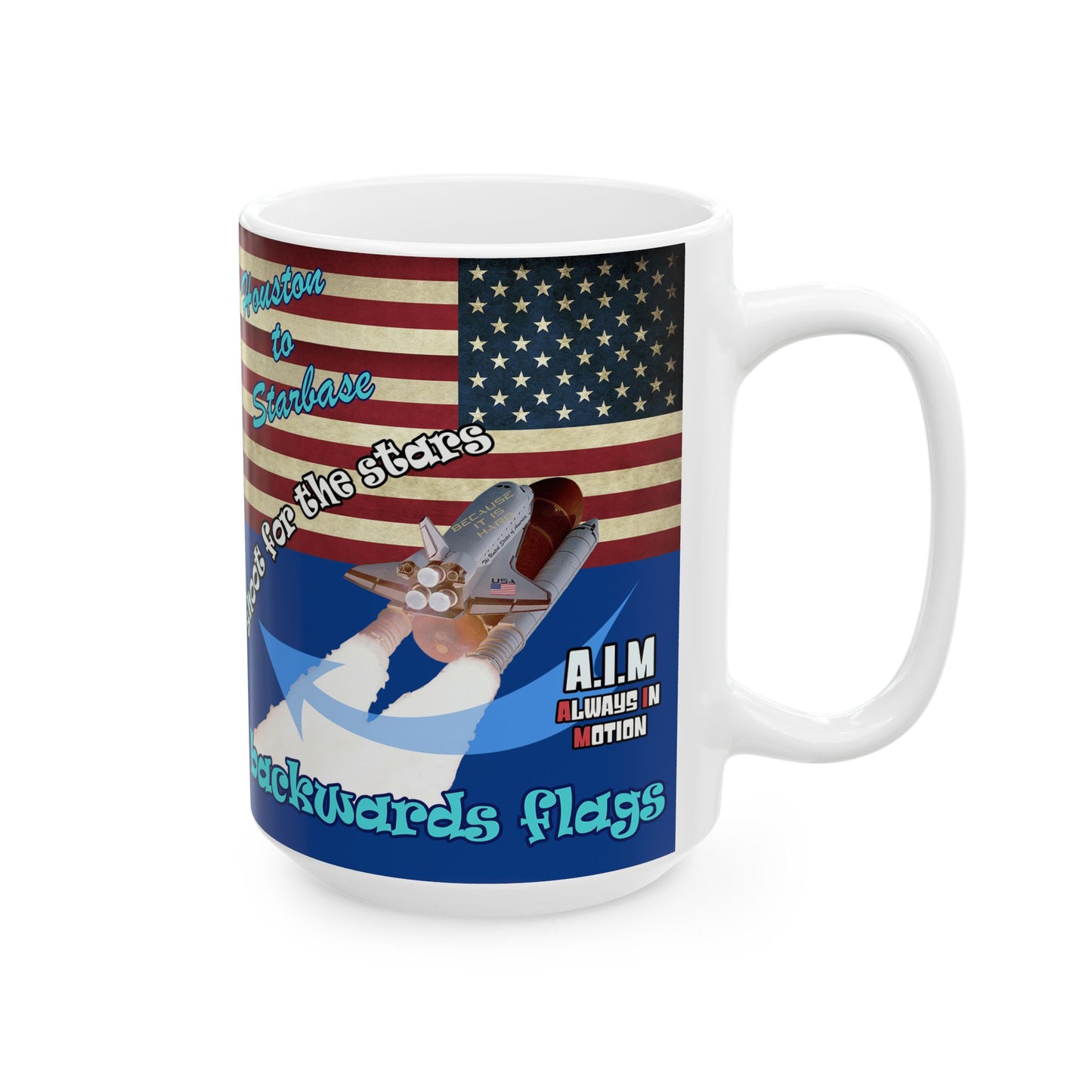 shoot for the stars - White Mug (dark blue)