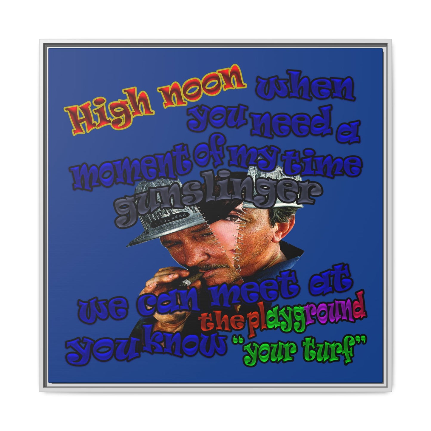 high noon - framed canvas art (dark blue)