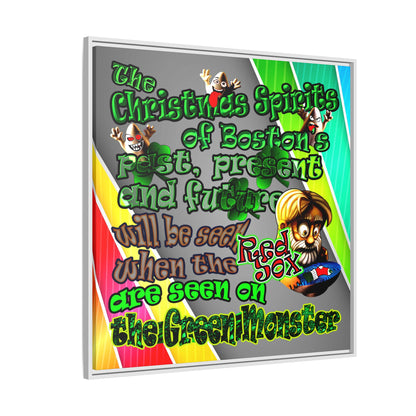 christmas spirits of boston - framed canvas art (rainbow split)