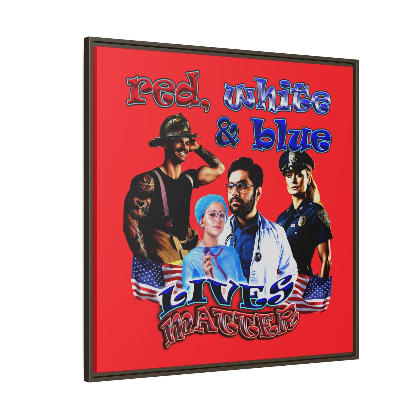 rw&b lives matter - framed canvas art (red)
