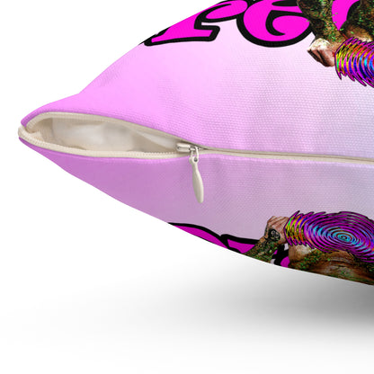 hoes b4 bros - Spun Polyester Square Pillow - (light blue-pink wave)