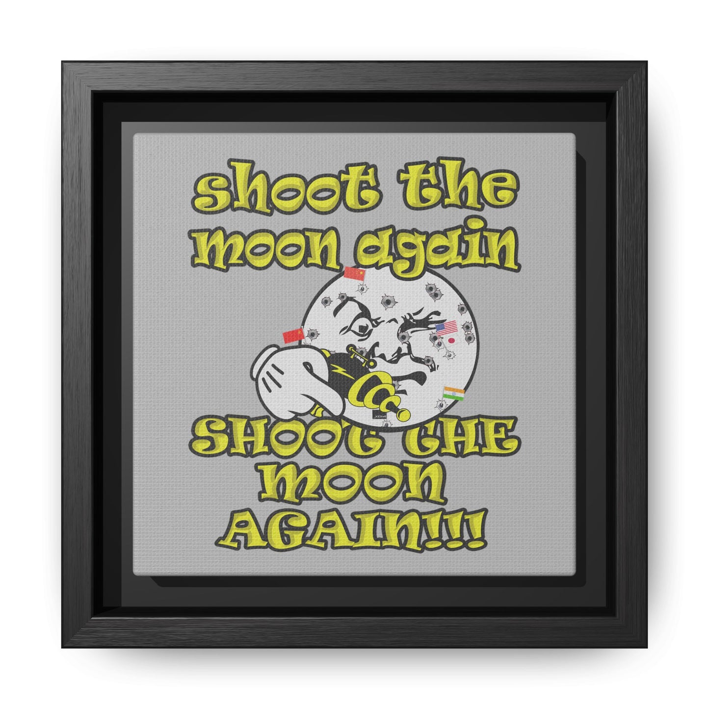 shoot the moon again - framed canvas art (light grey)