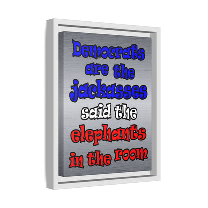 donkeys and elephants - framed canvas art (brushed nickel)