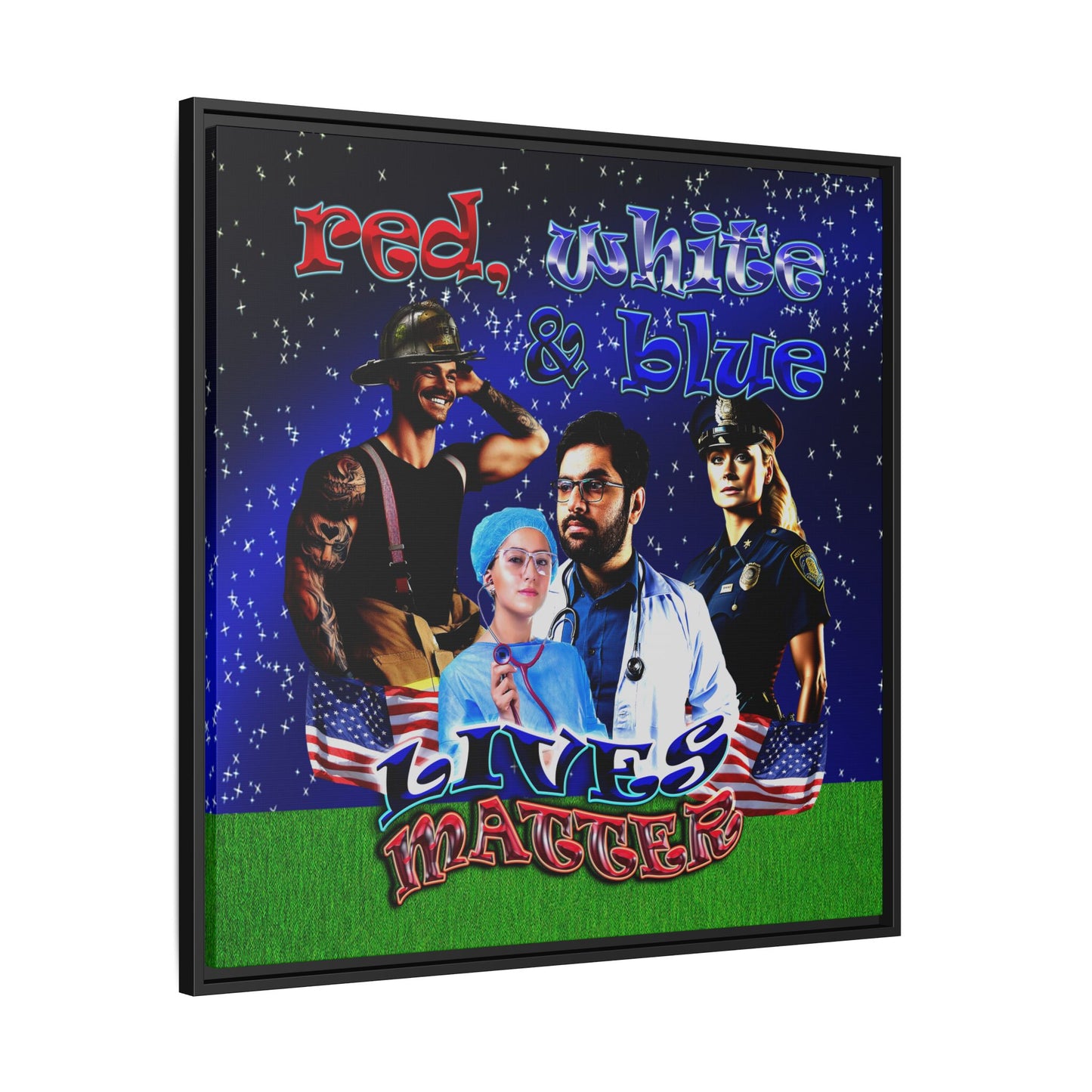 rw&b lives matter - framed canvas art ('snoops' background)