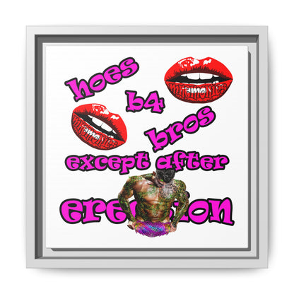 hoes b4 bros - framed canvas art (white)
