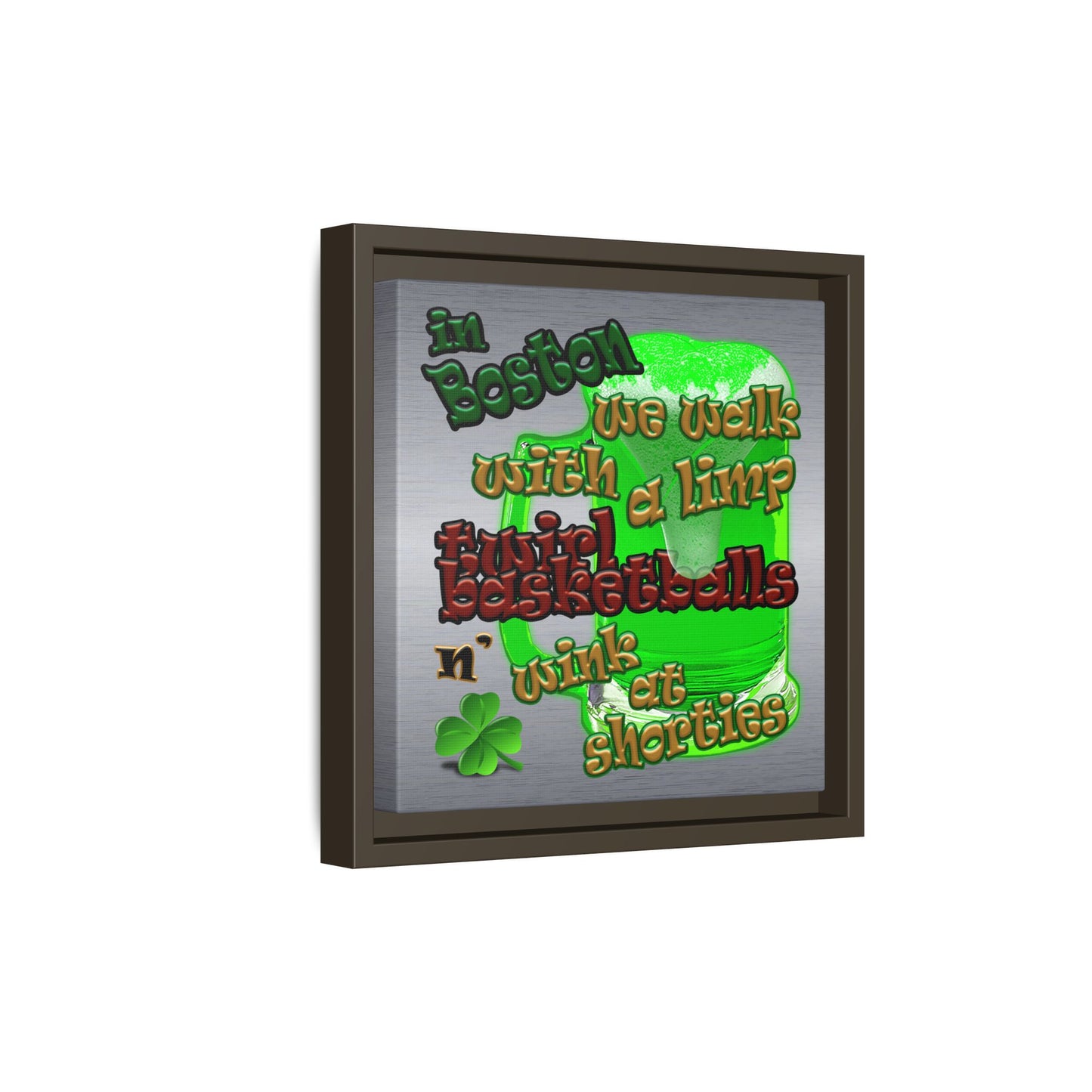 celtics logo - framed canvas art (brushed nickel)