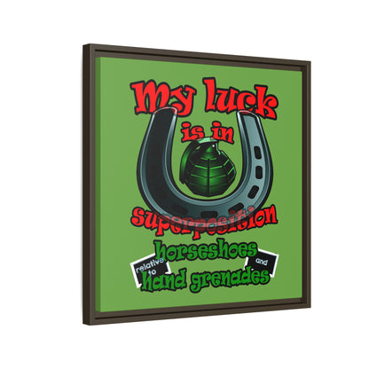my luck - framed canvas art (green)