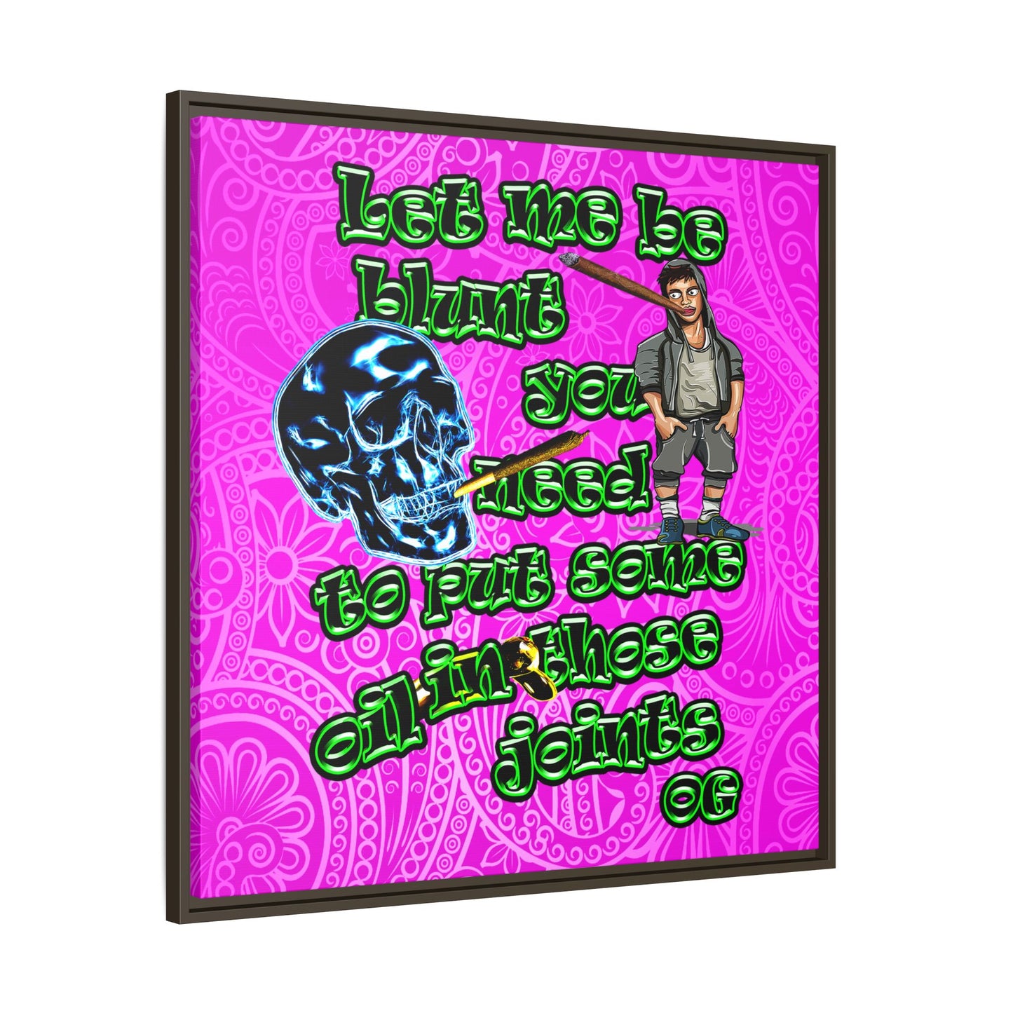 og - framed canvas art (pink swirl)