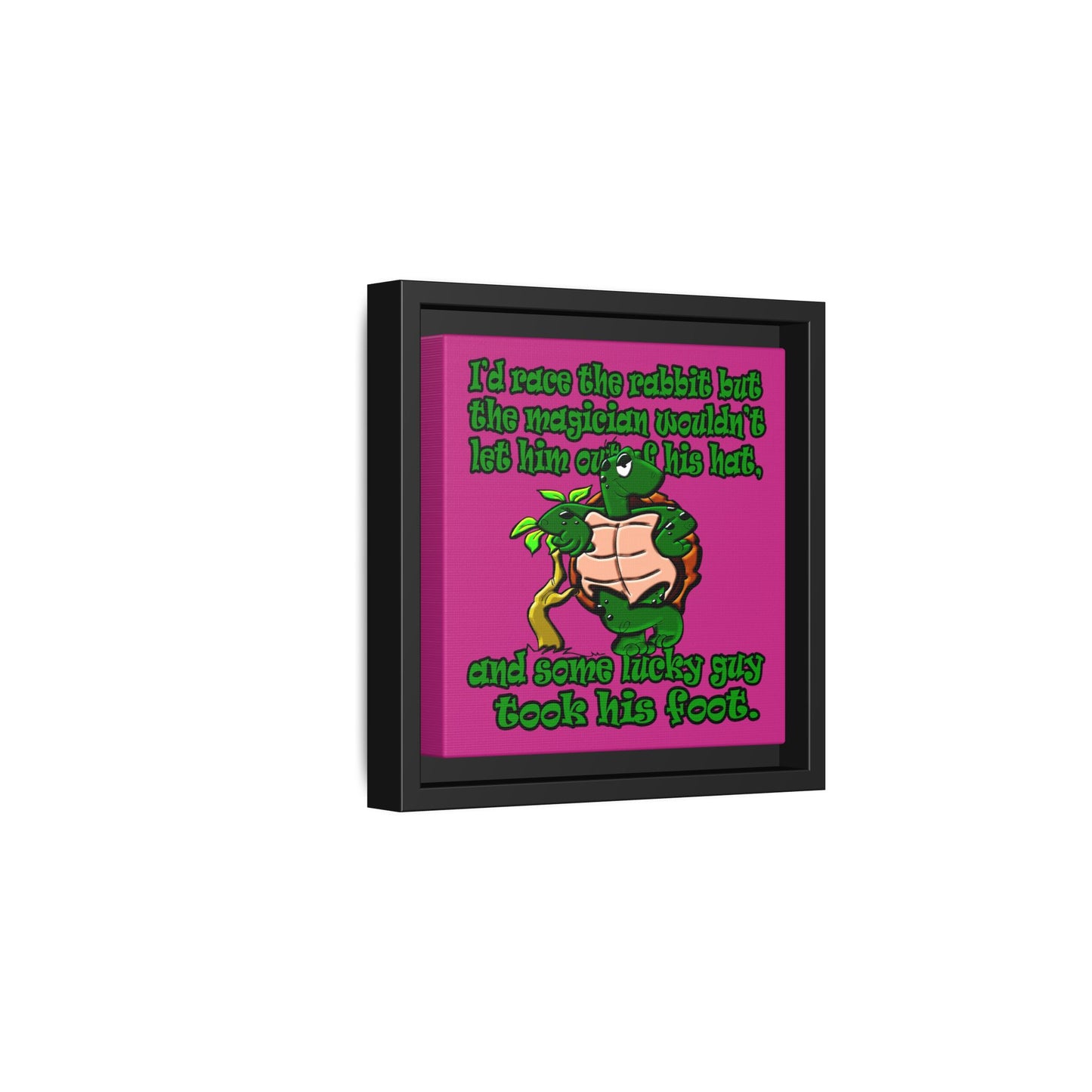 turtle race - framed canvas art (pink)